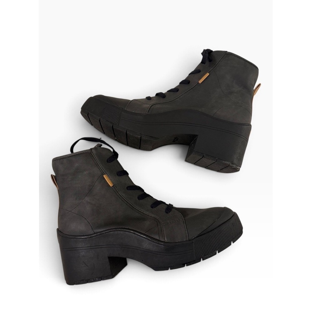 Dr Scholls Time Off Up Chunky Platform Boots 9.5 Y2K Lace Up Block Heel Zip